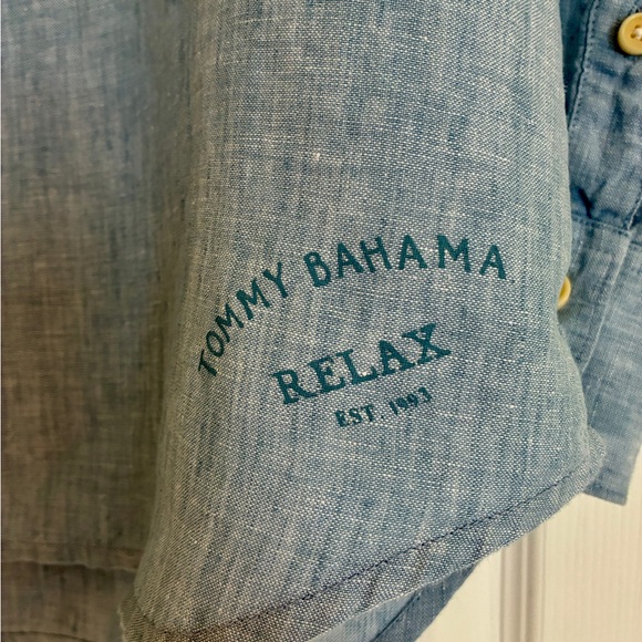 Tommy Bahama 100% Linen Light Blue Button-Down Long Sleeve Shirt M - Picture 6 of 12